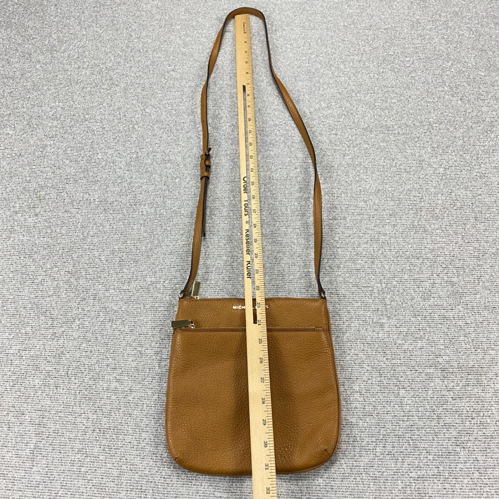 Michael Kors Pebbled Leather Crossbody Bag Yellow Gold Zip Front Pocket - Picture 12 of 14